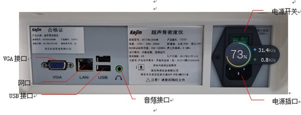 OSTEOKJ3000M、OSTEOKJ3000M+、OSTEOKJ3000S、OSTEOKJ3000S+型號(hào)骨密度儀接口示意圖